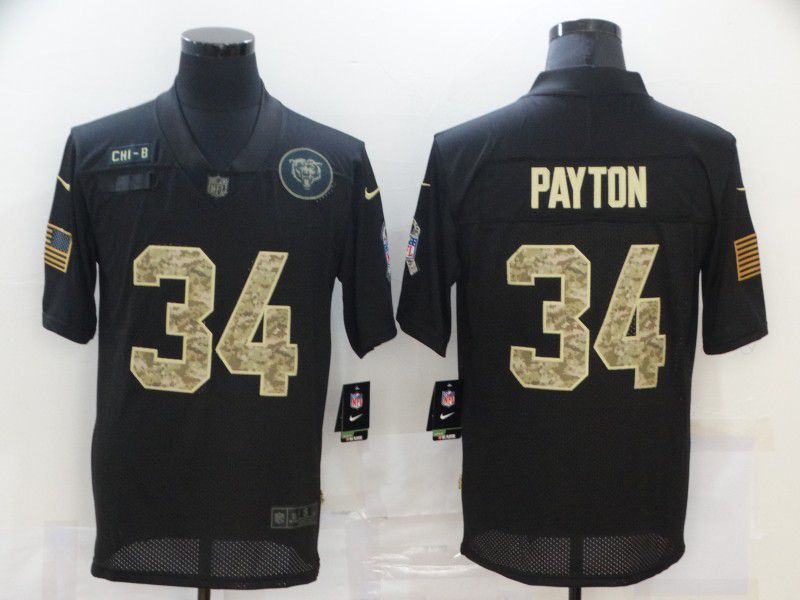Men Chicago Bears #34 Payton Black camo Lettering 2020 Nike NFL Jersey->oakland raiders->NFL Jersey